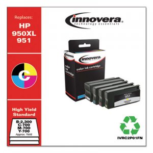 Innovera IVRC2P01FN Remanufactured Black/Cyan/Magenta/Yellow High-Yield Ink, Replacement for HP 950XL/951 , 300/700 Page-Yield