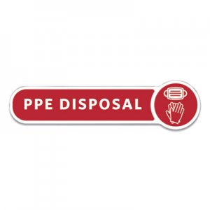Rubbermaid Commercial RCP2138292 Medical Decal, PPE DISPOSAL, 10 x 2.5, Red