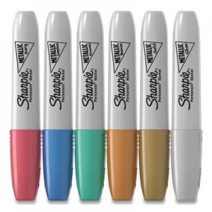 Sharpie SAN2089634 Metallic Permanent Marker, Medium Chisel Tip, Assorted, 6/Pack