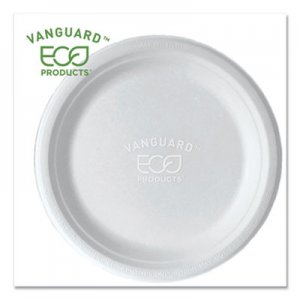 Eco-Products ECOEPP013NFA Vanguard Renewable and Compostable Sugarcane Plates, 9", White, 500/Carton