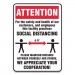 Accuform GN1MGNG901VPESP Social Distance Signs, Wall, 7 x 10, Customers and Employees Distancing, Humans/Arrows, Red/White, 10/Pack