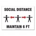 Accuform GN1MGNF544VPESP Social Distance Signs, Wall, 10 x 7, "Social Distance Maintain 6 ft", 3 Humans/Arrows, White, 10/Pack