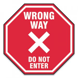 Accuform GN1MFS467ESP Slip-Gard Social Distance Floor Signs, 17 x 17, "Wrong Way Do Not Enter", Red, 25/Pack