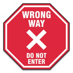 Accuform GN1MFS465ESP Slip-Gard Social Distance Floor Signs, 12 x 12, "Wrong Way Do Not Enter", Red, 25/Pack