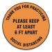 Accuform GN1MFS429ESP Slip-Gard Floor Signs, 17" Circle,"Thank You For Practicing Social Distancing Please Keep At Least 6 ft