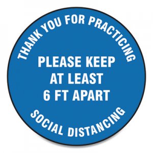 Accuform GN1MFS421ESP Slip-Gard Floor Signs, 17" Circle, "Thank You For Practicing Social Distancing Please Keep At Least 6 ft