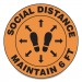 Accuform GN1MFS386ESP Slip-Gard Social Distance Floor Signs, 17" Circle, "Social Distance Maintain 6 ft", Footprint, Orange, 25/Pack