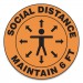 Accuform GN1MFS382ESP Slip-Gard Social Distance Floor Signs, 17" Circle, "Social Distance Maintain 6 ft", Human/Arrows, Orange, 25/Pack