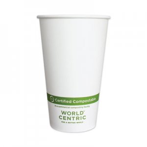 World Centric WORCUPA16 Paper Hot Cups, 16 oz, White, 1,000/Carton