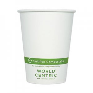 World Centric WORCUPA12 Paper Hot Cups, 12 oz, White, 1,000/Carton