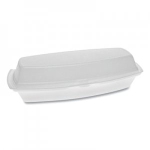 Pactiv PCTYTH100980000 Foam Hinged Lid Containers, Single Tab Lock Hot Dog, 7.25 x 3 x 2, White, 504/Carton