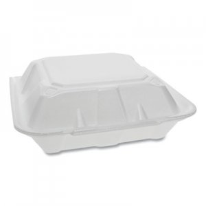 Pactiv PCTYTD199010000 Foam Hinged Lid Containers, Dual Tab Lock, 9.13 x 9 x 3.25, White, 150/Carton