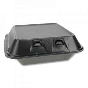 Pactiv PCTYHLB08010000 SmartLock Foam Hinged Containers, Medium, 8 x 8.5 x 3, Black, 150/Carton