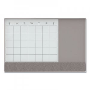 U Brands UBR3198U0001 3N1 Magnetic Glass Dry Erase Combo Board, 48 x 36, Month View, White Surface and Frame