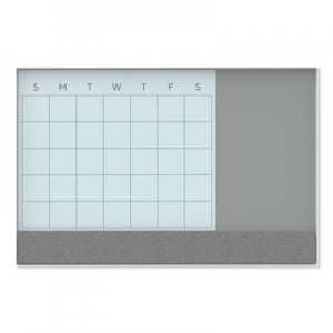 U Brands UBR3197U0001 3N1 Magnetic Glass Dry Erase Combo Board, 36 x 24, Month View, White Surface and Frame