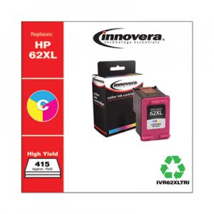 Innovera IVR62XLTRI Remanufactured Tri-Color High-Yield Ink, Replacement for HP 62XL (C2P07AN), 415 Page-Yield