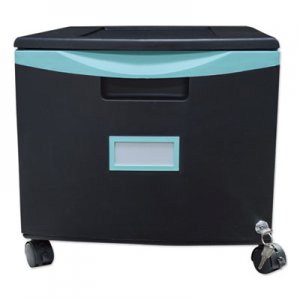 Storex STX61270U01C Single-Drawer Mobile Filing Cabinet, 14.75w x 18.25d x 12.75h, Black/Teal