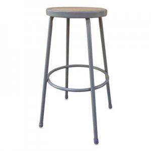 Alera ALEIS6630G Industrial Metal Shop Stool, 30.24" Seat Height, Supports up to 300 lbs, Brown Seat/Gray Back, Gray