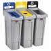 Rubbermaid Commercial RCP2007917 Slim Jim Recycling Station Kit, 69 gal, 3-Stream Landfill/Paper/Bottles/Cans
