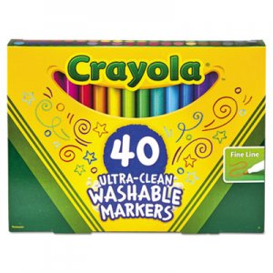 Crayola CYO587861 Ultra-Clean Washable Markers, Fine Bullet Tip, Classic Colors, 40/Set