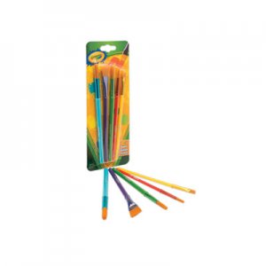 Crayola CYO053506 Arts and Craft Brush Set, Assorted Sizes, Natural Hair, Angled; Flat; Round, 5/Set