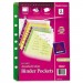 Avery AVE75307 Small Binder Pockets, Standard, 7-Hole Punched, Assorted, 5 1/2 x 9 1/4, 5/Pack