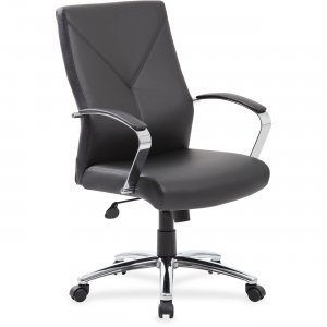 Boss B10101BK Leatherplus Executive Chair with Chrome Accent BOPB10101BK