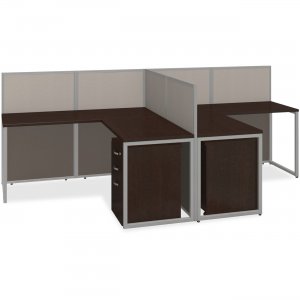 Bush Business Furniture EOD560SMR-03K Easy Office 60W 2 Person L Desk Open Office with Two 3 Drawer Mobile Pedestals
