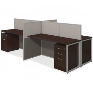 Bush Business Furniture EOD660SMR-03K 60W 4 Person Straight Desk Open Office with 3 Drawer Mobile Pedestals