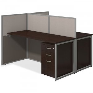 Bush Business Furniture EOD460SMR-03K 60W 2 Person Straight Desk Open Office with 3 Drawer Mobile Pedestals