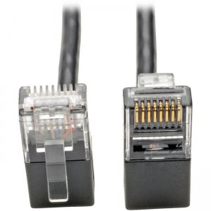 Tripp Lite N201-SR1-BK Right-Angle Cat6 UTP Patch Cable - 1 ft., M/M, Slim, Black