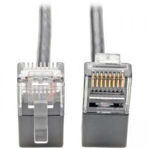 Tripp Lite N201-SR1-GY Right-Angle Cat6 UTP Patch Cable - 1 ft., M/M, Slim, Gray