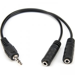 Rocstor Y10A217-B1 Slim Stereo Splitter Cable - 3.5mm Male to 2x 3.5mm Female