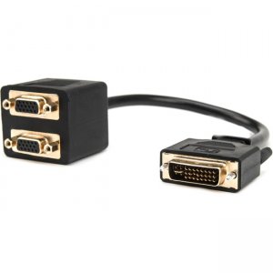 Rocstor Y10A219-B1 1 ft DVI-I Analog to 2x VGA Video Splitter Cable - M/F