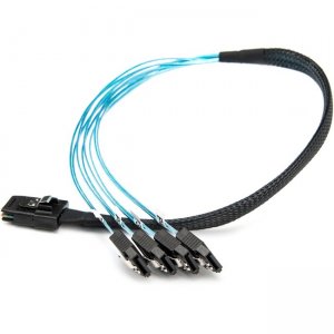 Rocstor Y10C251-BL1 20in/50cm Serial Attached SCSI SAS Cable-SFF-8087 to 4x SATA Latching