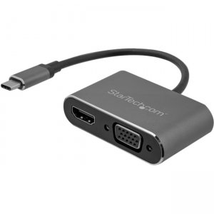 StarTech.com CDP2HDVGA USB-C To VGA and HDMI Adapter - 2-in-1 - 4K 30Hz - Space Gray