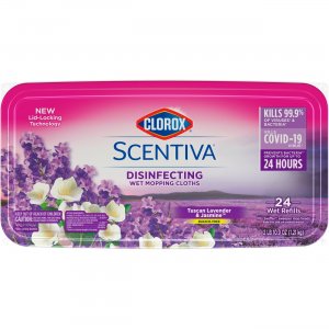 Clorox 32033 Scentiva Disinfecting Wet Mopping Pad Refills, Bleach-Free CLO32033