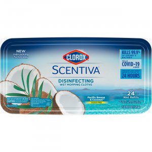 Clorox 32034 Scentiva Disinfecting Wet Mopping Pad Refills, Bleach-Free CLO32034