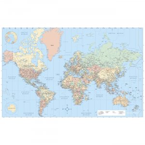 Advantus 97644 Laminated World Wall Map AVT97644