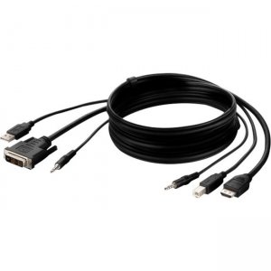 Belkin F1DN1CCBL-DH6T DVI to HDMI High Retention + USB A/B + Audio Passive Combo KVM Cable
