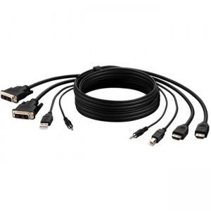 Belkin F1DN2CCBL-DH6T Dual DVI to HDMI High Retention + USB A/B + Audio Passive Combo KVM Cable