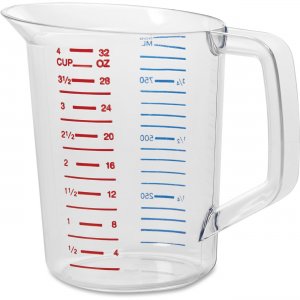 Rubbermaid Commercial 3216CLECT Bouncer 1 Quart Measuring Cup RCP3216CLECT