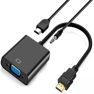 4XEM 4XHDMIVGAAPB HDMI to VGA Adapter with Power and 3.5mm Audio Cable - Black