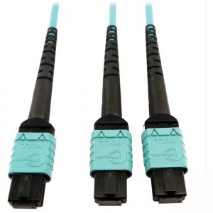 Tripp Lite N846D-05M-24BAQ 400G Multimode 50/125 OM4 Fiber Optic Cable, Aqua, 5 m