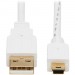 Tripp Lite U030AB-006-WH USB-A to USB Mini-B Antibacterial Cable (M/M), USB 2.0, White, 6