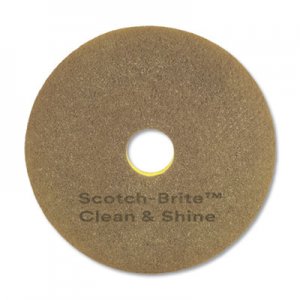 Scotch-Brite MMM09544 Clean and Shine Pad, 17" Diameter, Yellow/Gold, 5/Carton