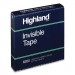 Highland MMM504720 Invisible Permanent Mending Tape, 3" Core, 0.5" x 72 yds, Clear