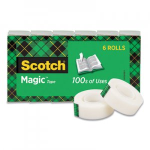 Scotch MMM894633 Magic Tape Refill, 1" Core, 0.75" x 22.2 yds, Clear, 6/Pack