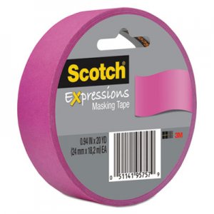 Scotch MMM3437PNK Expressions Masking Tape, 3" Core, 0.94" x 20 yds, Fuchsia