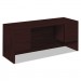 HON HON10565NN 10500 Series Kneespace Credenza With 3/4-Height Pedestals, 60w x 24d, Mahogany